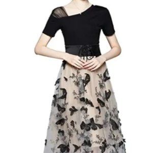 Tulle butterfly midi cocktail dress